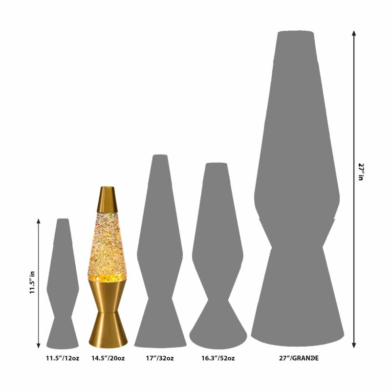 14.5″ LAVA Lamp Rainbow Glitter – Clear/Gold - US 2645